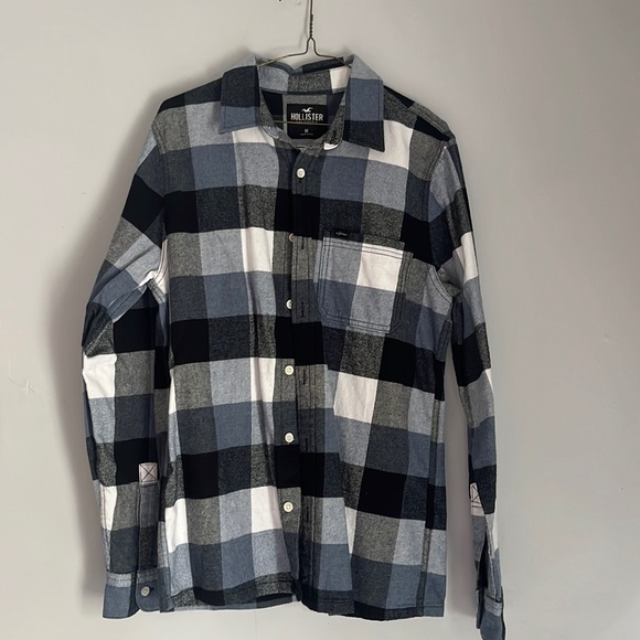 Men’s Medium Hollister Blue and White Flannel shirt - Picture 1 of 3